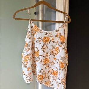 SHEIN Floral Print Women's Top - White and Orange